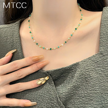 绿色水晶串珠项链女夏季新款choker颈链ins轻奢小众锁骨链M46