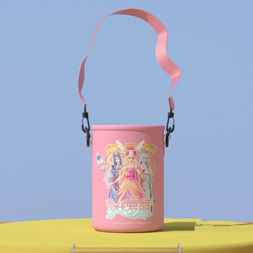 Children's thermos cup cover, diving material, elastic cartoon anti-fall water cup bag, cross-body student water bottle bag wholesale