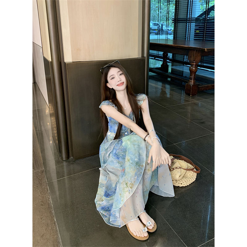 复古时尚气质连衣裙新款宽松时尚印花过膝长裙女装小众小清新爆款|undefined