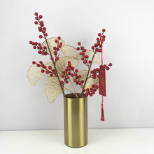 北欧风创意金属电镀金色圆筒花瓶花器样板间欧式家居软装装饰品