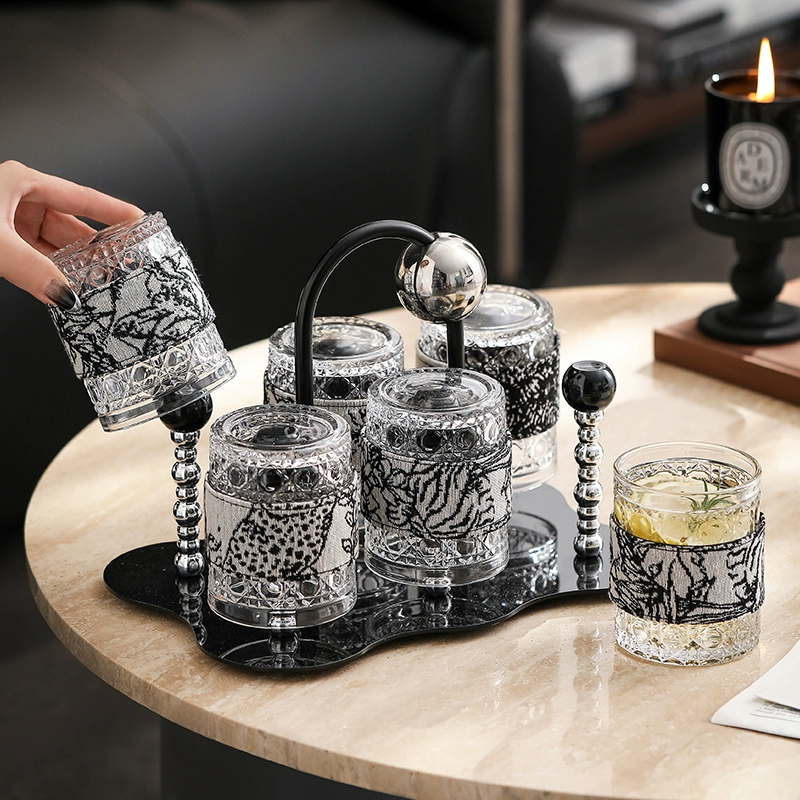 ✅ Французский набор чашек для домашнего гостеприимства, стеклянная чашка для женщин, высококачественная, легкая роскошь, переезд в новый дом, полный набор чашек