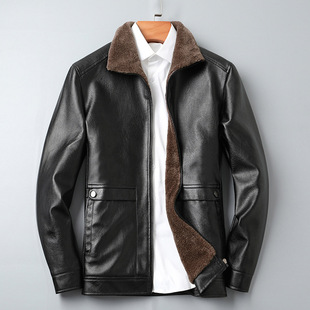 2023 Light Luxury Leather Clothing Men's Spring and Autumn Men's Single Bike Clothing Handsome Jacket Coat Trendy Brand Casual Cricket Collar Leather Clothing