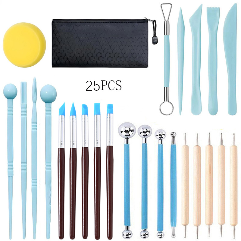 跨境陶艺雕刻工具粘土雕刻刀软陶泥石塑粘土diy手办工具套装