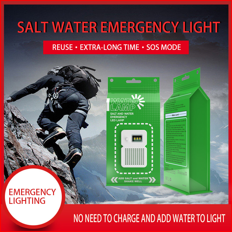 Luz de agua salada portátil camping LED de carga libre de emergencia bolsa de agua salada luz transfronteriza para acampar iluminación luz de advertencia al aire libre