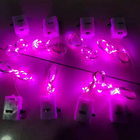 Small white box pink 3 function 1 meter 10 lights (with battery)
