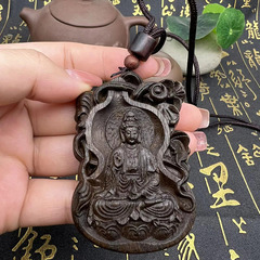 越南沉香掛牌文玩461平安牌直播貨源沉香雕刻觀音吊墜項鍊