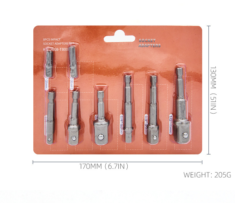 Mango hexagonal a varilla de conexión de manguito de cabeza cuadrada a varilla de conexión de bola de acero varilla de conexión de conversión de llave eléctrica 1/4 3/8 1/2