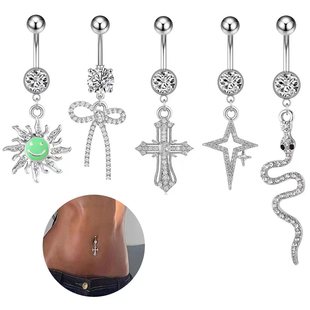 Europe and the United States cross-border e-commerce hot belly button ring snake bow cross diamond umbilical ring Amazon online wholesale