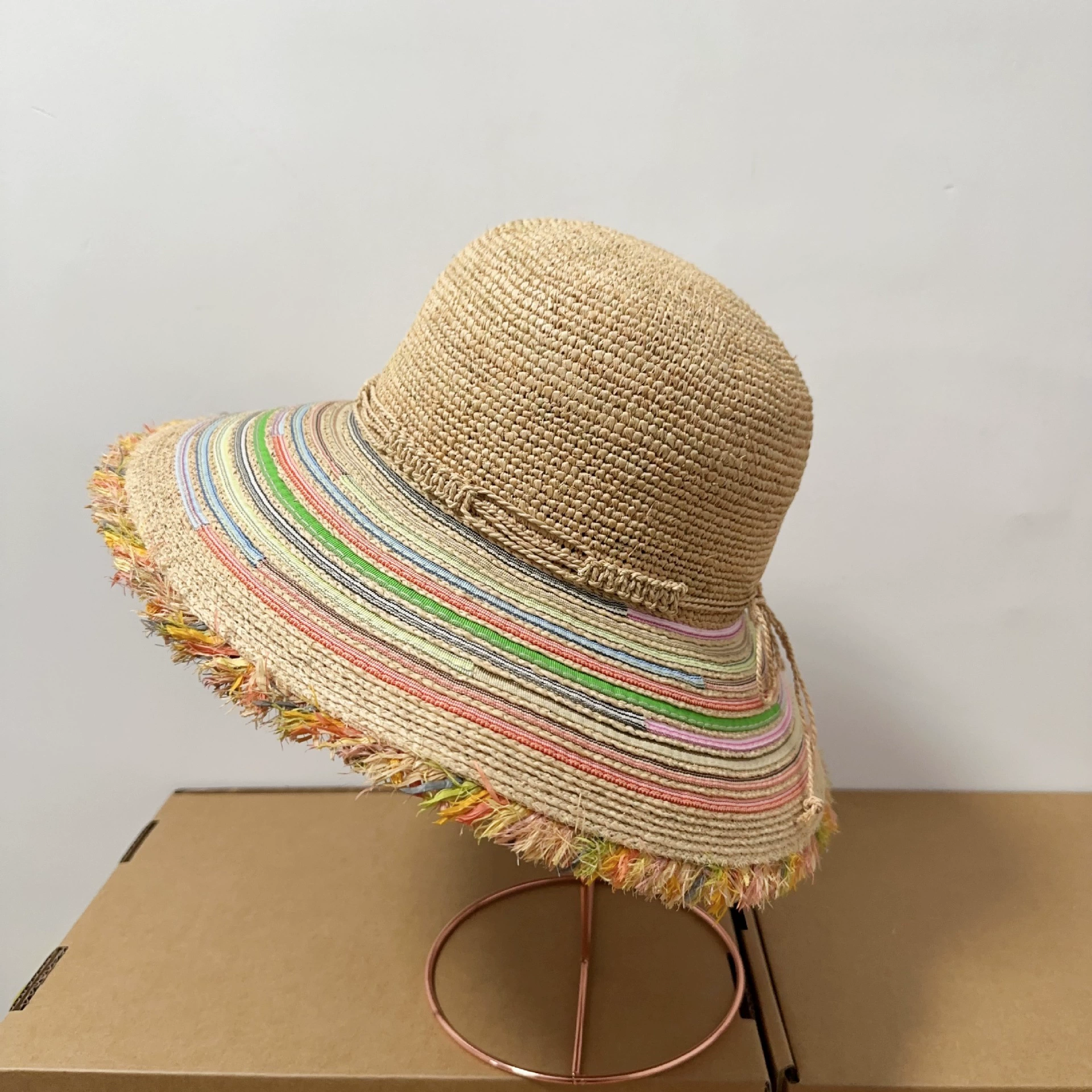 Rainbow summer beach foldable sun hat