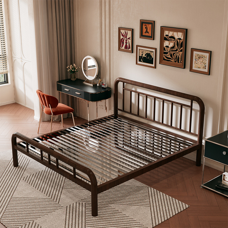 201 stainless steel bed frame walnut color + 23 beams
