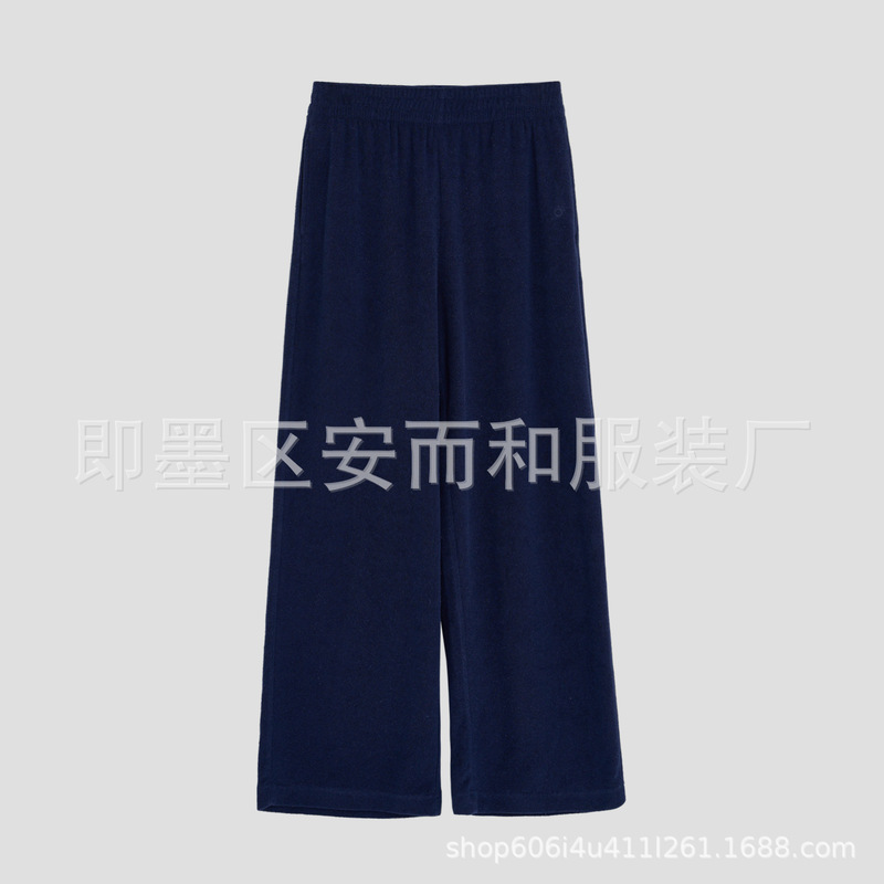 “高光时刻汉麻有机棉阔腿休闲裤2025秋款宽松舒适松紧腰直筒长裤|undefined