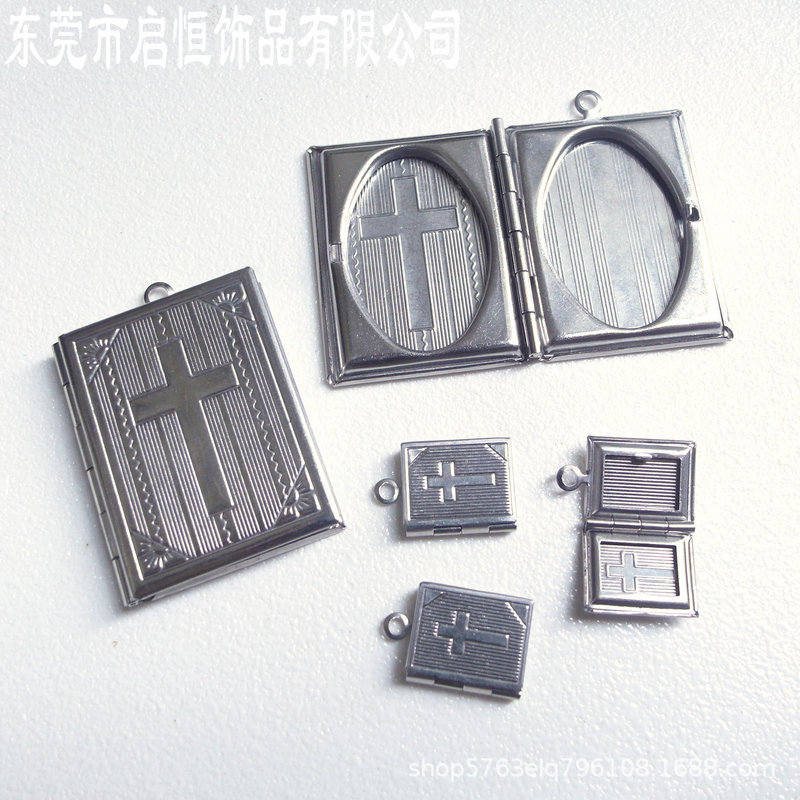 Cross-Border DIY Jewelry 316 Stainless Steel Photo Box Cross Square Photo Box Pendant/Charm Manufacturer Wholesale