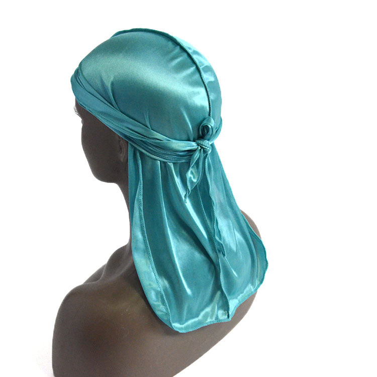 Amazon vende pañuelos elásticos en caliente, sombreros de baotou, sombreros piratas de seda, sombreros de cola larga hip hop silky durag