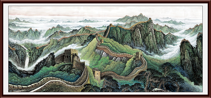 客厅装饰画自粘壁画万里长城靠山图办公室风水贴画沙发背景墙贴画