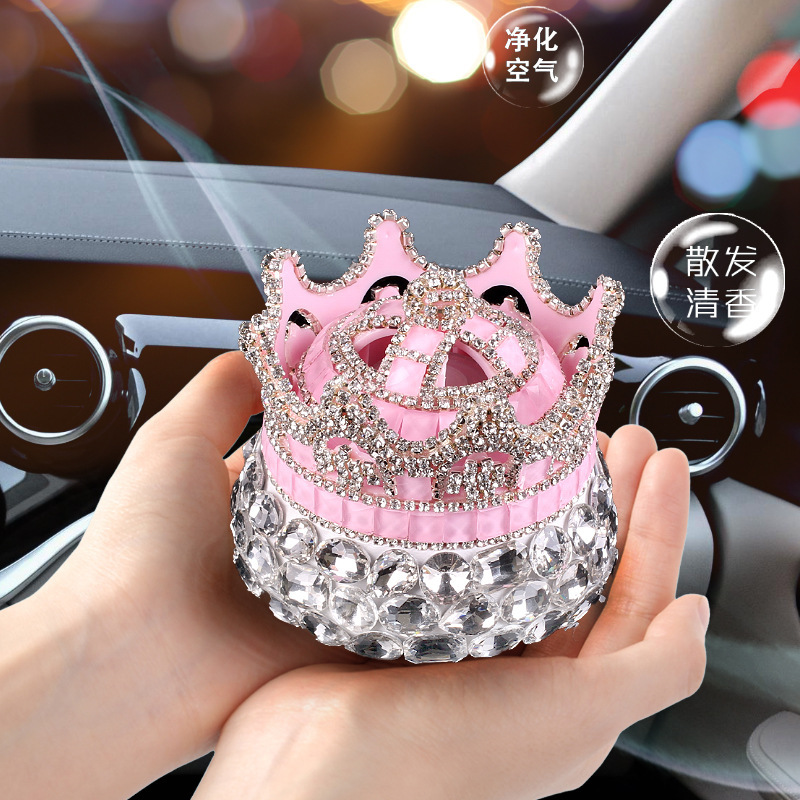 Diamond Crown Car Perfume Sleeve Accessories for Women Accessories for Cars Fragrance Glass Fresh