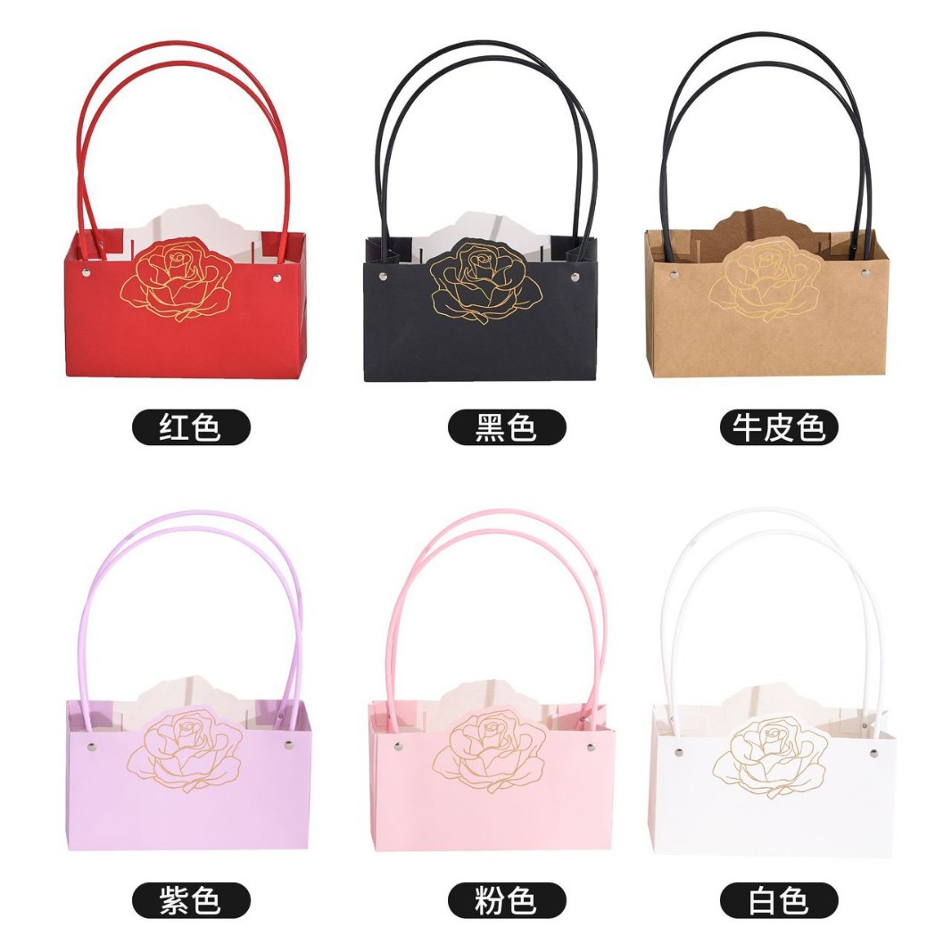 采轩 烫金玫瑰防水纸袋 一块花泥手提袋 抱抱带 DIY手工袋