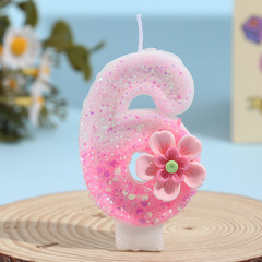 Xiyin 新シリーズデジタルキャンドルクロスボーダーホット販売ピンクの花クリエイティブ誕生日ケーキパーティー 1 歳 diy