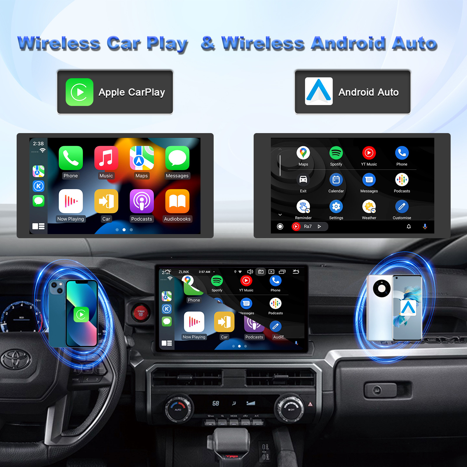 Wireless Carplay Apple Connectivity 8-Core Wifi Bluetooth Reverse Camera Tacoma/Seamaster Car Navigation System