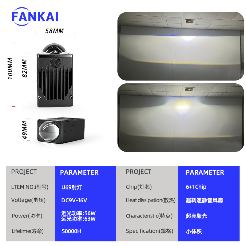 U69 LED Spotlight 63W de alta potencia ultra brillante lejos y cerca de todo un automóvil motocicleta vehículo todoterreno transformación del techo Spotlight