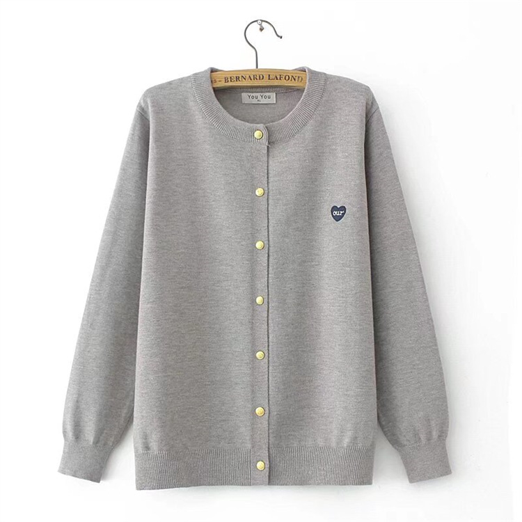 Plus Size Knit Cardigan With Heart Embroidery – Oversized Casual Open Front Sweater For Women, Soft Stretch Polyester_voghion.com