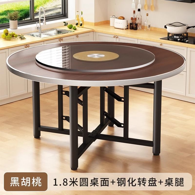 Dining Table for 10 People, Thickened Large Round Table for Home Use, Dining Table with Round Tabletop, Suitable for Restaurants and Commercial Use, Round Folding Table with Turntable