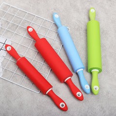 Cross-border silicone rolling pin series rubber-plastic handle roller dough roller medium size large size kitchen home baking rolling pin silicon