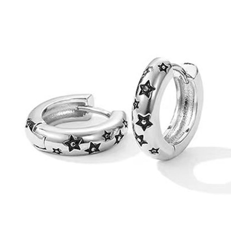 Vintage Star Earrings Female Niche Distinctive American Geometric Earrings Fashion All-match High-end Five-pointed Star Earrings