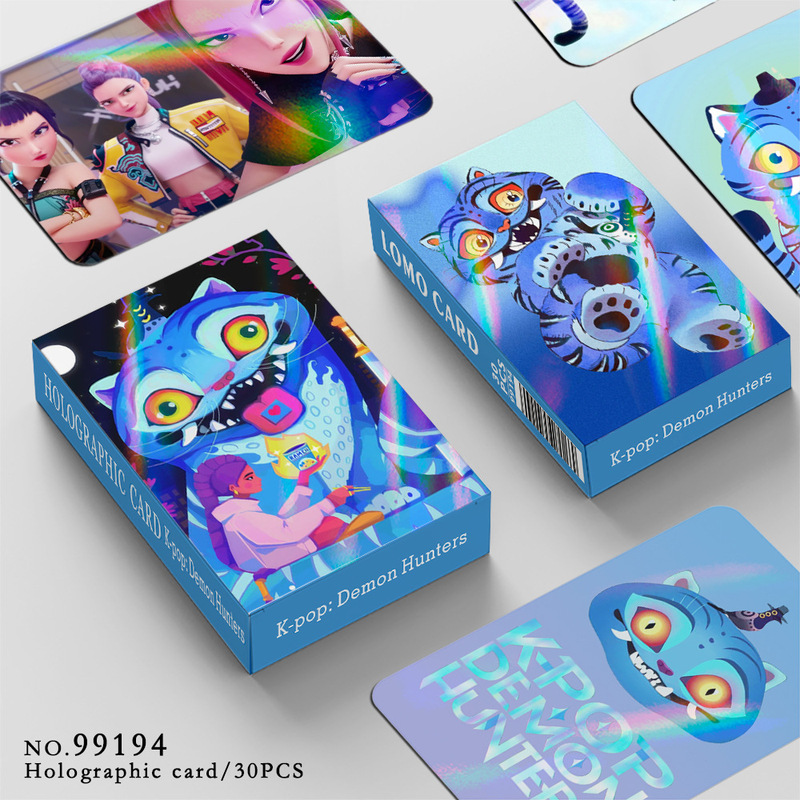 现货30张镭射卡KPOP猎魔女团闪卡蓝猫卡通动漫周边LOMO小卡|undefined