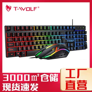 T-волка Thunder Wolf TF200 Game Keyboard Испанский русский USB Подвесный кабель и мышь сет