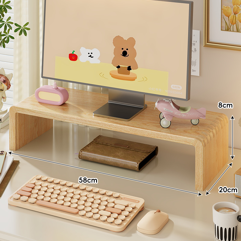 Soporte Elevador de Monitor de Madera para Escritorio de Oficina