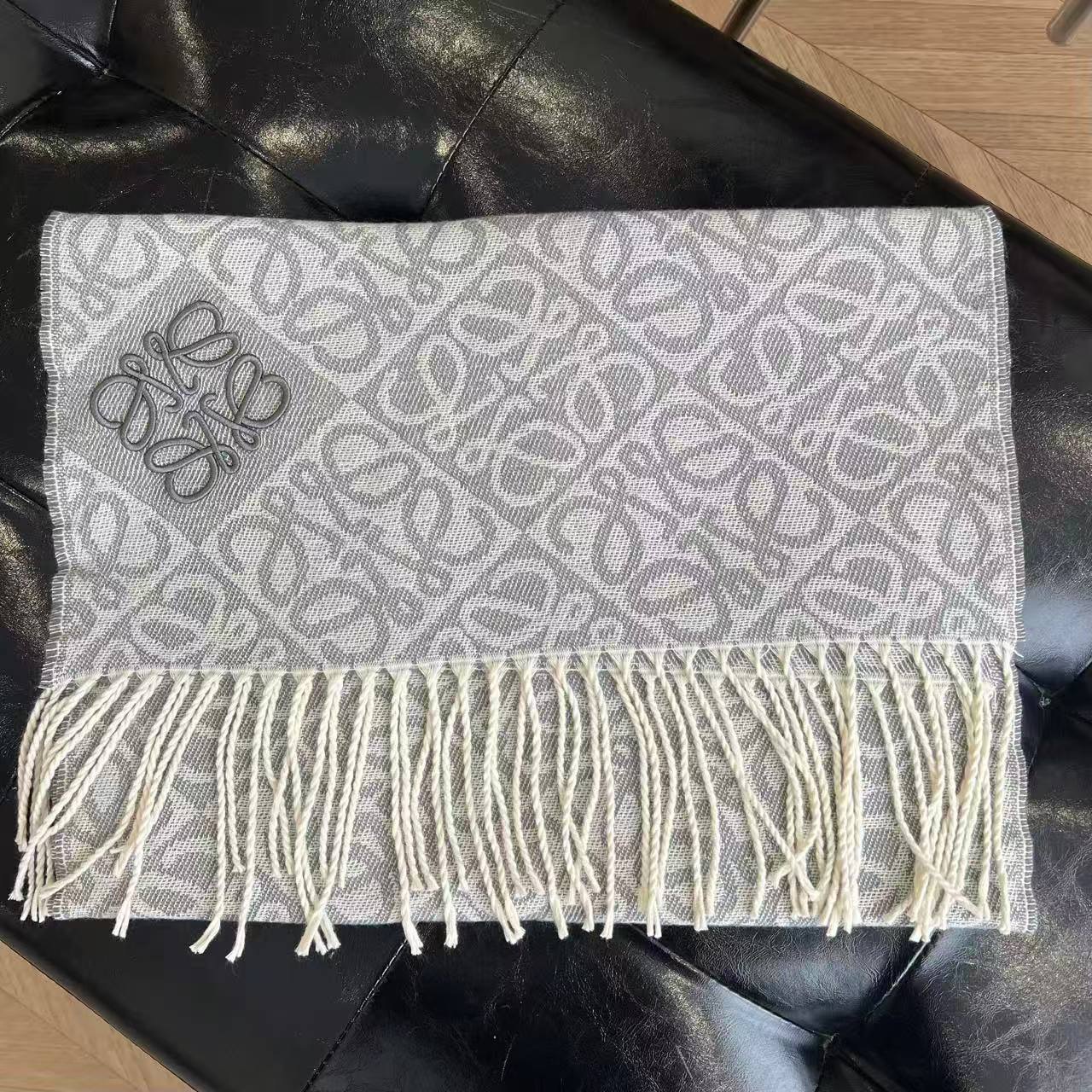 Loewe Anagram Scarf Grey/White