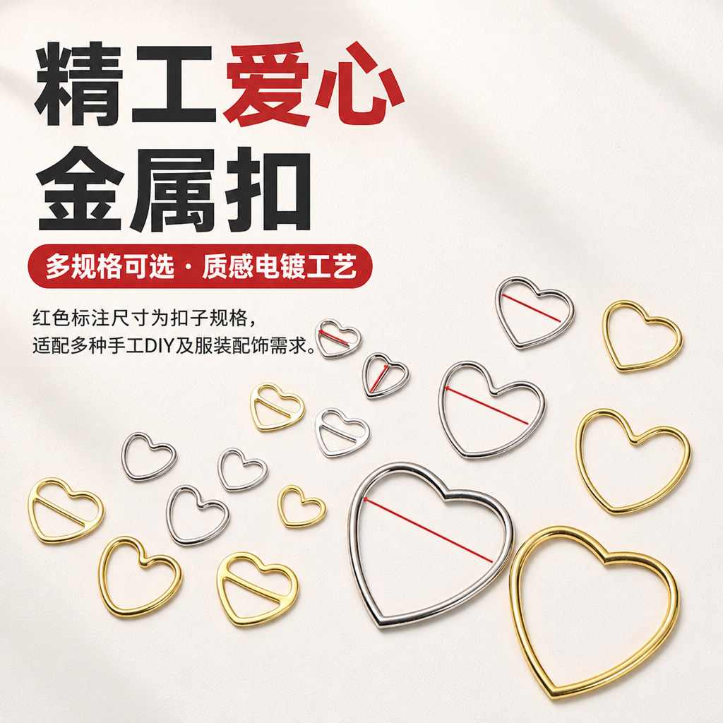 Wow, exquisitely crafted heart-shaped hollow metal connector pendant, simple heart-shaped accessory for clothing and jewelry, DIY accessory