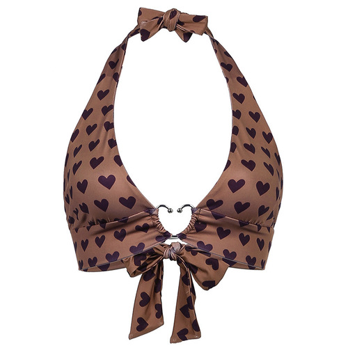  European and American sexy sweet heart-printed metal buckle halter strap bra vest-style outerwear camisole