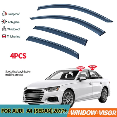 Suitable for Audi A4 Rain and Sunny Rain Board Window Rain Eyebrows Audi a4L 2017 Window visors (Rain shield) - injection-molded-thickened-model-4pcs-cross-border-fine-punching-audi-a4l-2017-pc-with-silver-bright-strip