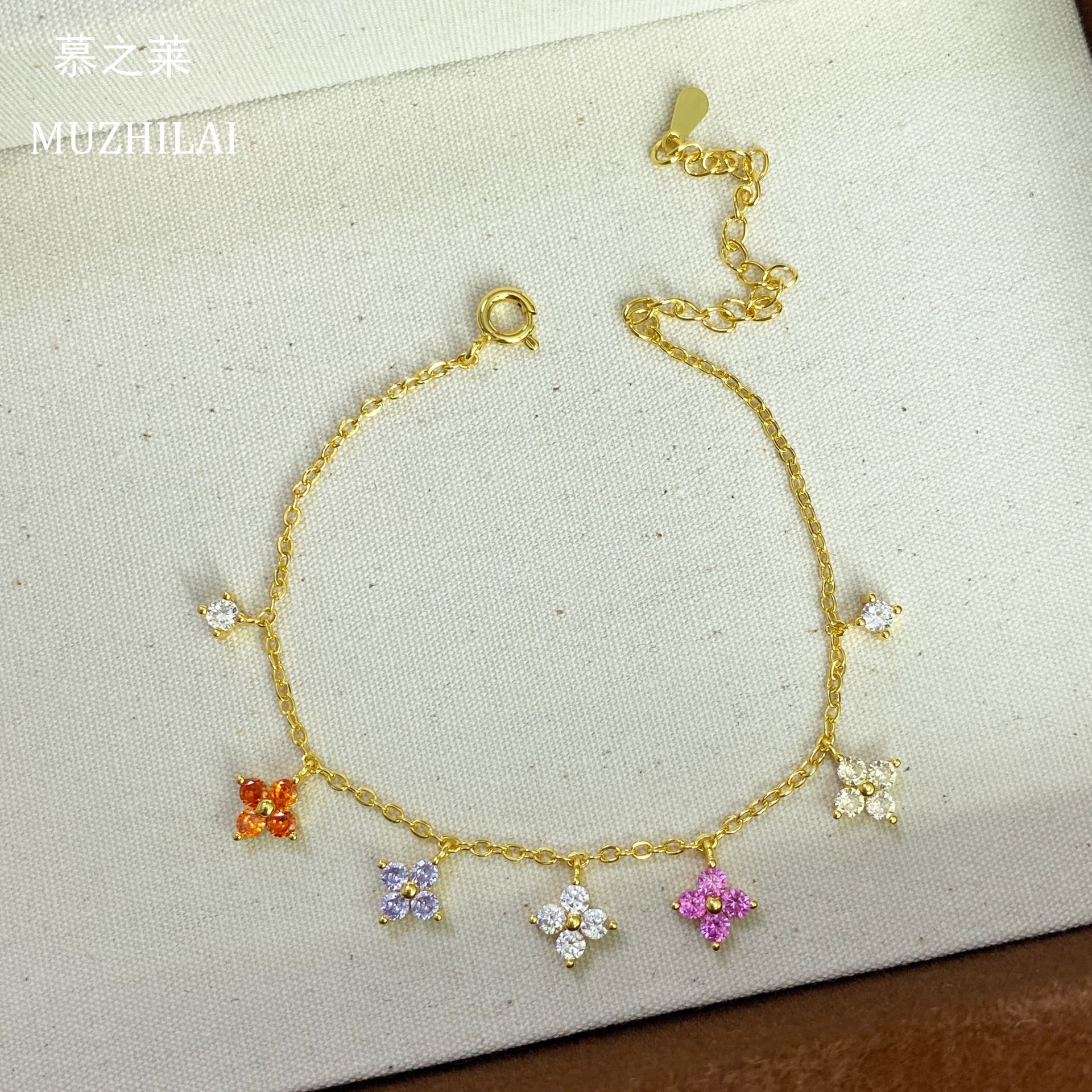 Summer Dopamine Rainbow Candy Baby's Breath Bracelet for Women, High-End Niche Design, Colorfulful Flower Bracelets, Korean Style