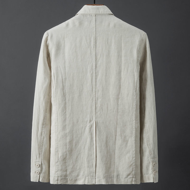 2023 verano color sólido de lino los hombres primavera juventud slim fit moda casual delgada respirable cómodo solo traje chaqueta