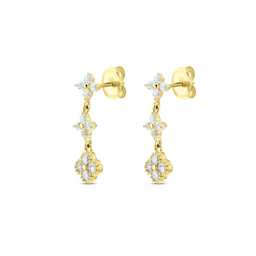 Daily, Date Occasion 925 Sterling Silver Material 1 Pair 925 Sterling Silver Flower Drop Earrings