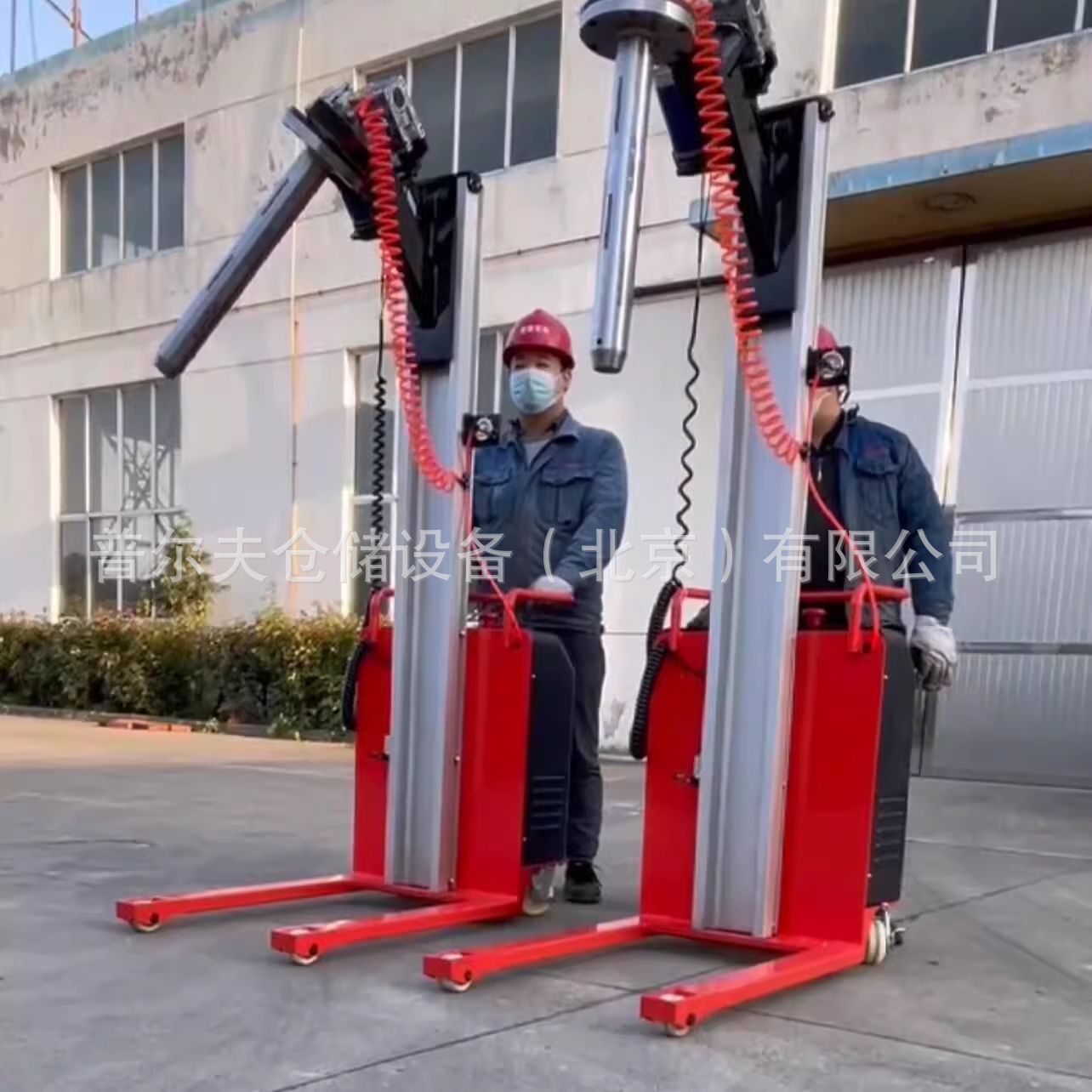 普尔夫气涨轴堆高车100公斤气动半电动涨轴车工位卷材纸卷翻转车