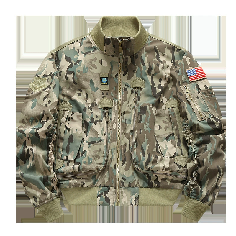Американский пилот камуфляжная куртка 2025 осень мужская стойка воротник хлебопекарная одежда повседневная горная бейсбольная куртка