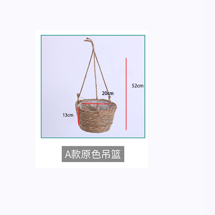 Cesta Colgante de Paja de Espadaña Natural Tejida a Mano para Plantas image 7