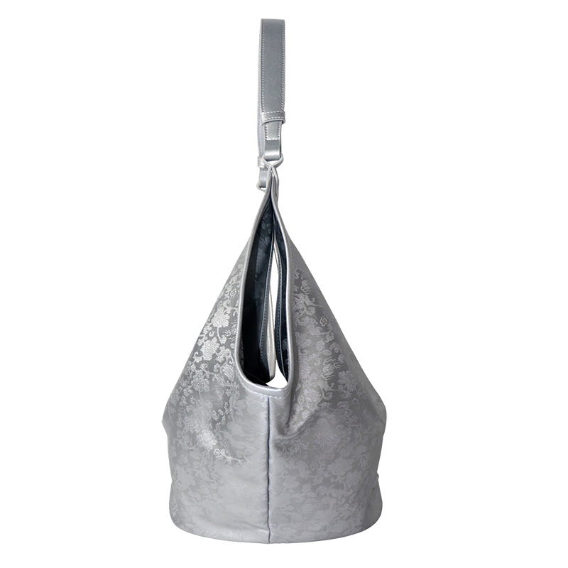 French Niche Design Underarm Bag for Women, Iridescent Silver PU Elegant Shoulder Bag, Minimalist Trendy Baguette Bag Custom - Thumbnail 3
