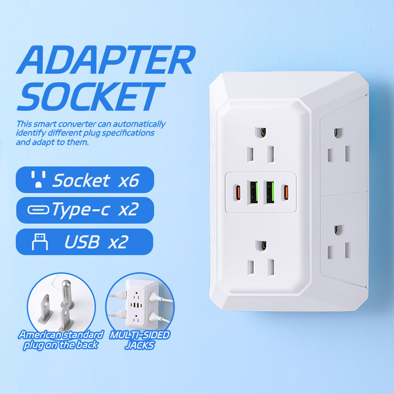 Taiwán enchufe de EE.UU. 110V enchufe estándar de EE.UU. 6 agujeros enchufe de fila de México enchufe de fila de Canadá TK comercio electrónico transfronterizo