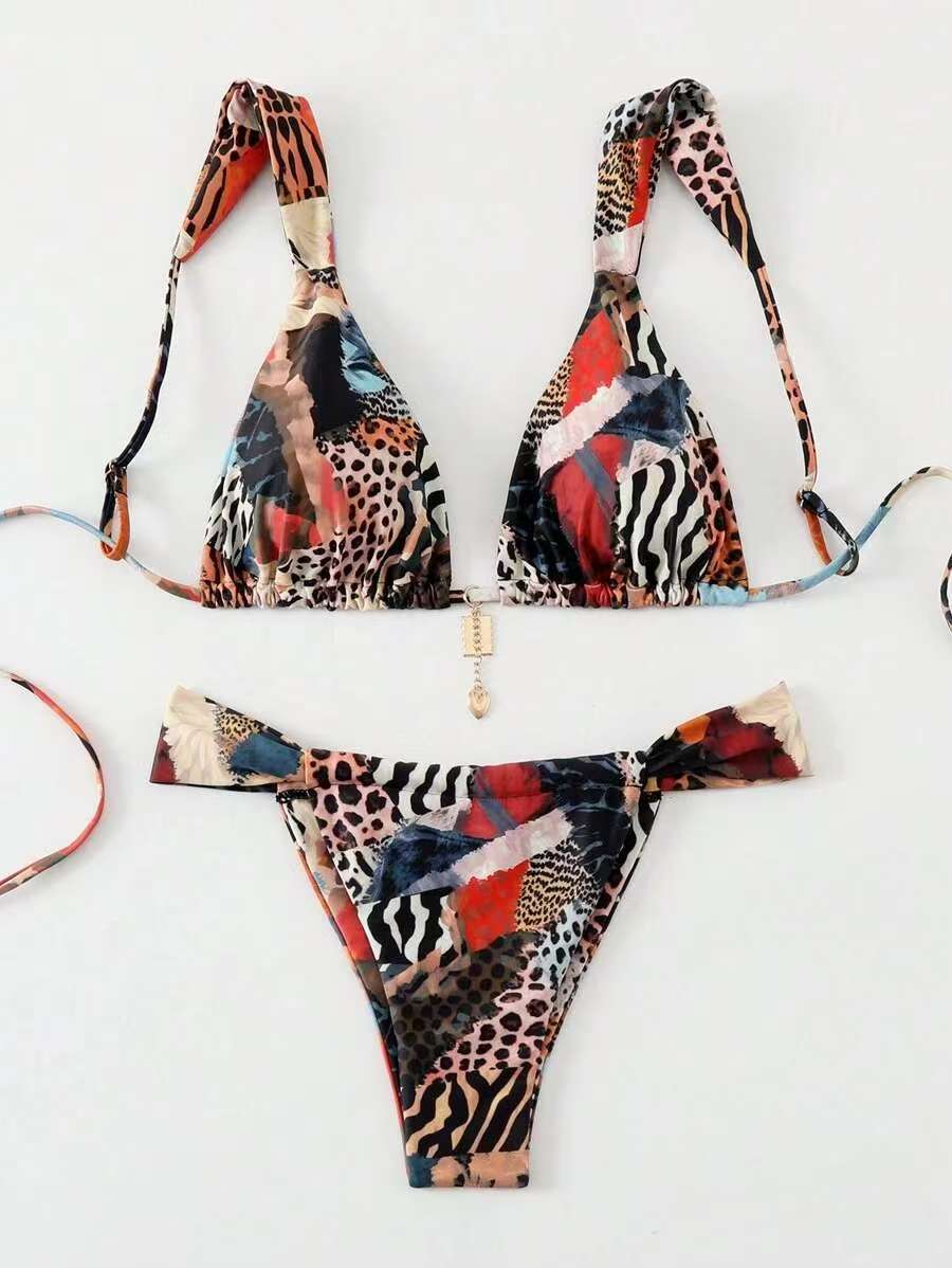 GraceChic 2025 New European And American Swimwear Sexy Cross-Border Bikini Printed Tie High-End Hot Girl Pure Desire Swimsuit For_voghion.com