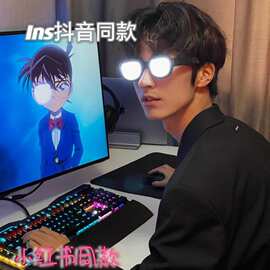 柯南同款LED科技发光眼镜酒吧蹦迪墨镜cos二次元生日礼物道具潮酷