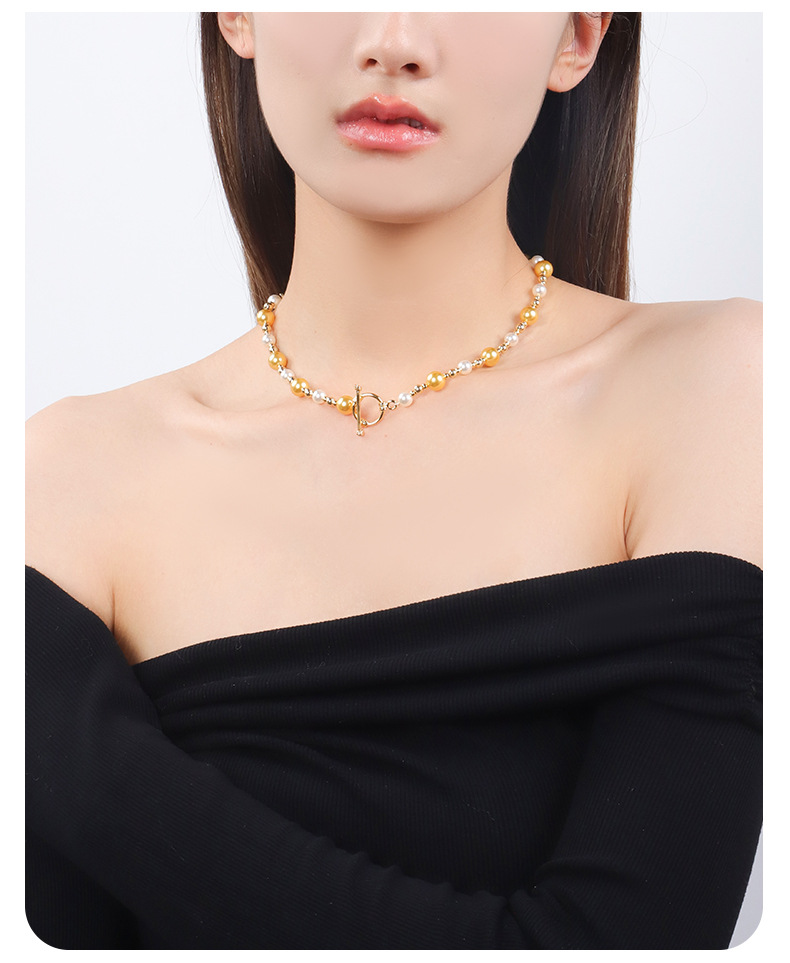 Elegant Geometric Artificial Pearl Copper Plating Women's Necklace 1 Piece display picture 3