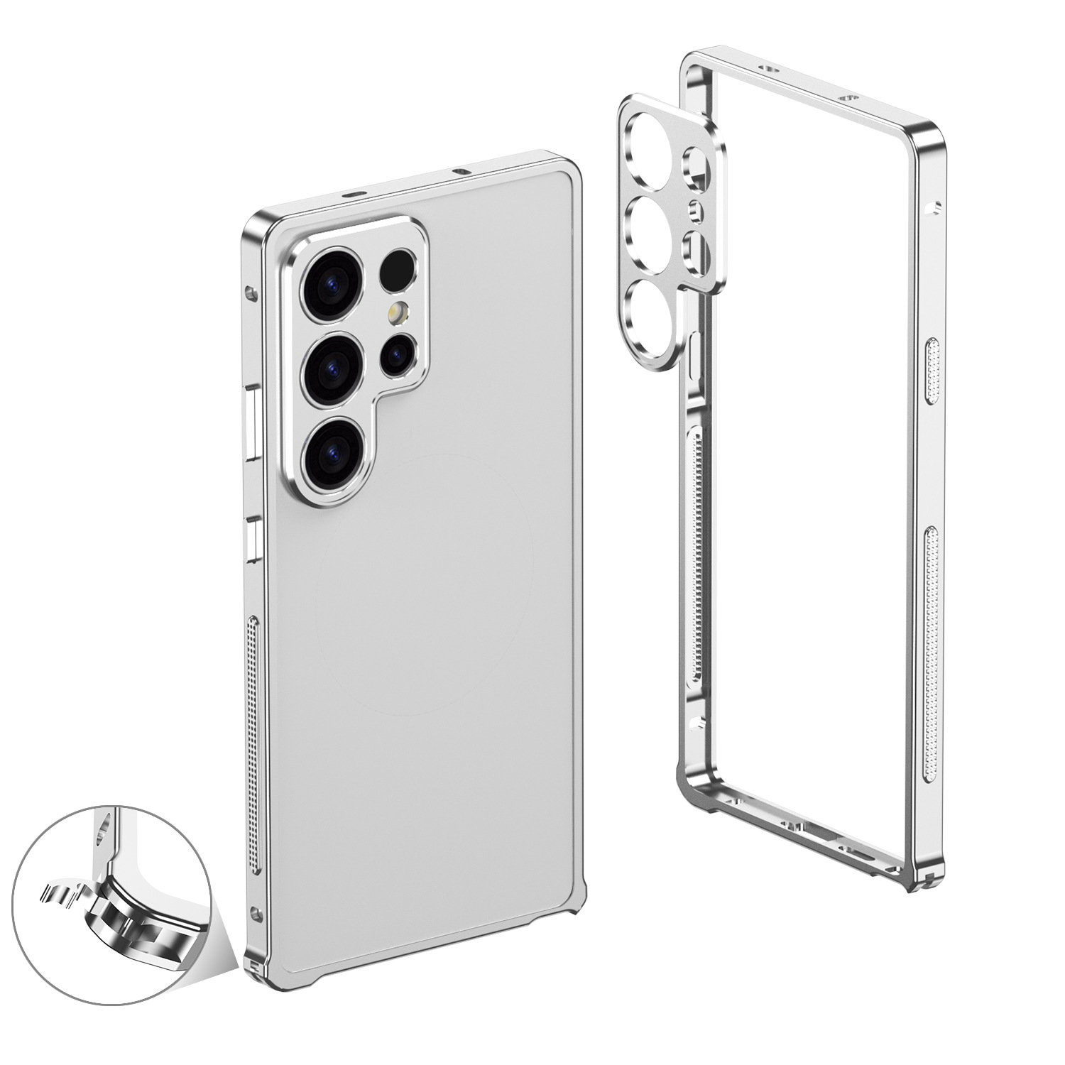 クロスボーダー SamsungS24Ultra 海馬バックルフレーム S23U 金属携帯電話ケースベアメタル Samsung S25U に適しています。
