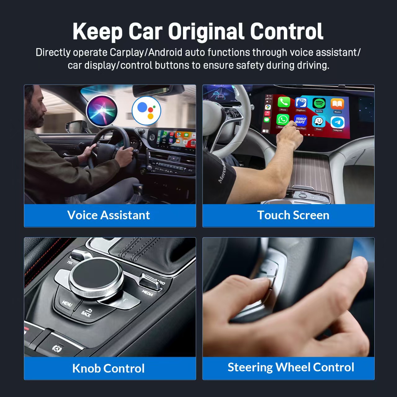 Cross-Border Original Car Wired to Wireless Carplay Android Auto Box Car Interconnect Smart Ai Box Adapter