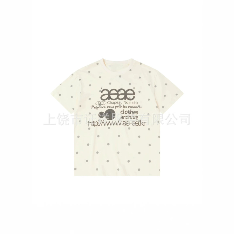 Cross-Border Y2 Amazon Tk Lazada Korea Aeae Polka Dot Floral Letter Short-Sleeve Casual Loose T-Shirt Top