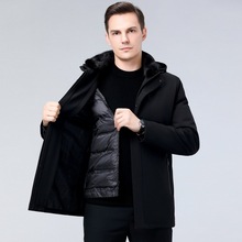 专柜同款男士羽绒服2023冬季商务休闲男装高档水貂毛保暖连帽外套