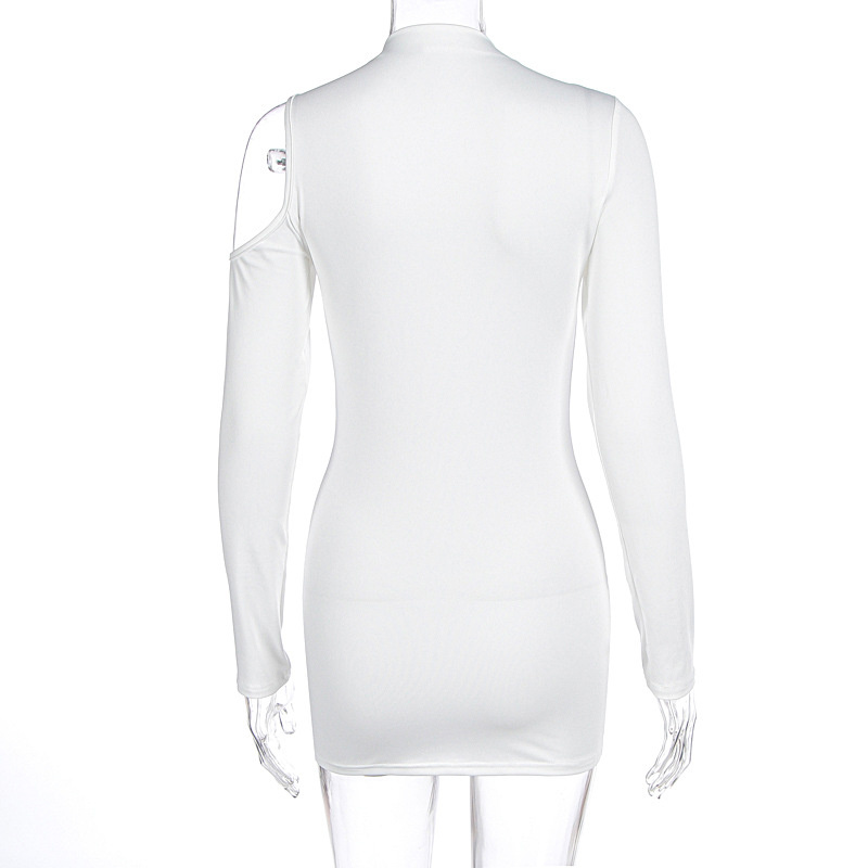Women Clothing Autumn Winter Sexy Slim Solid Color Hollowed Sexy Long Sleeve Dress Women
